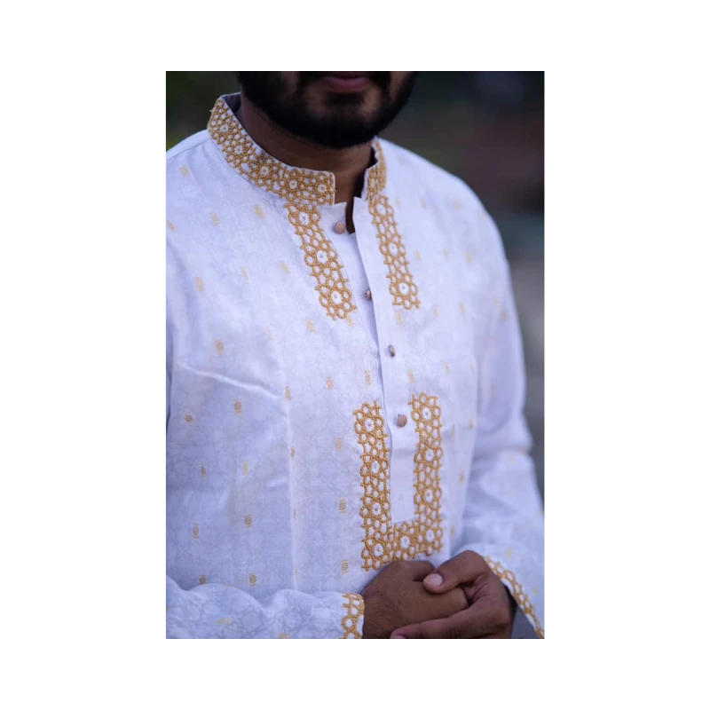 White Color Unique Touching Cotton Cotton Gittu Embroidery Punjabi - Thumbnail 3