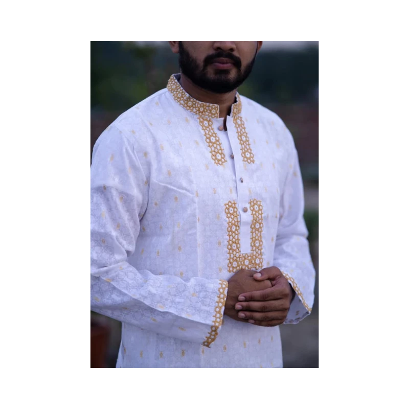 White Color Unique Touching Cotton Cotton Gittu Embroidery Punjabi - Thumbnail 4